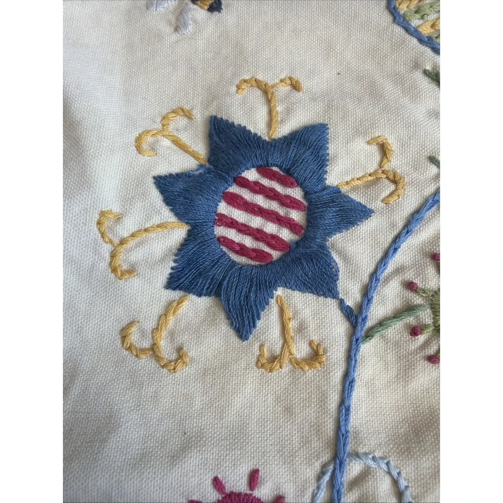 IKEA Alfhild Fagel Throw Pillow 18.5x21.25 Folk Art Embroidered Bohemian Floral
